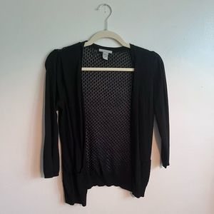 H&M small black cardigan. Lace detailing at back & pockets so airy for s…